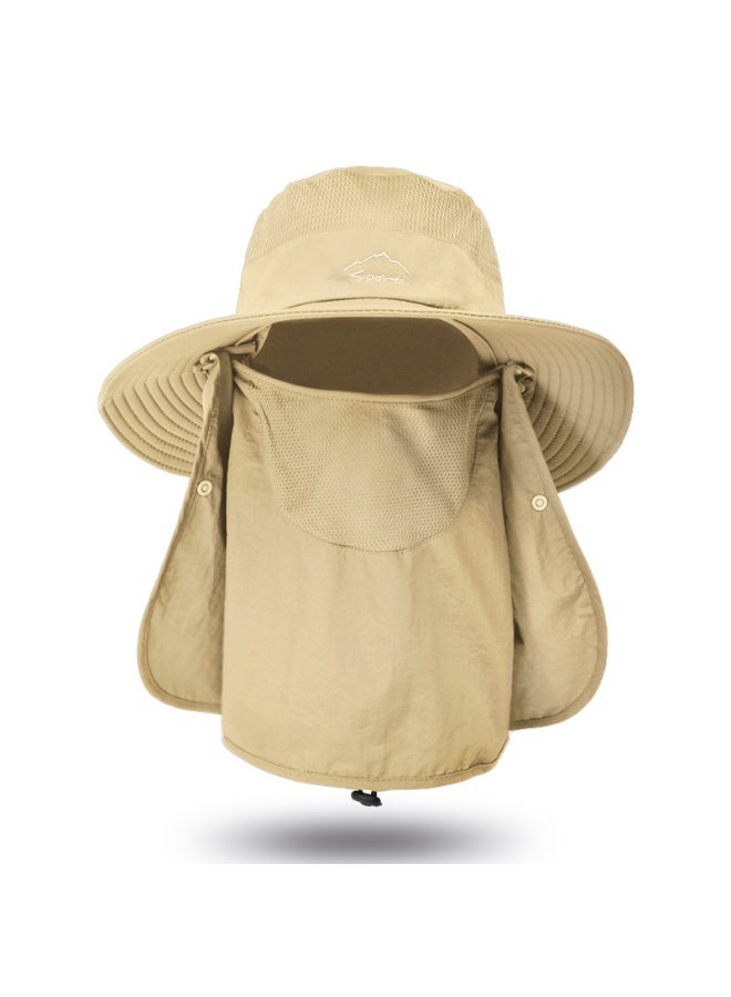 MAGNISHAN Unisex Khaki Outdoor Sun Hat with Face and Neck Cover Quick Dry Breathable Fishing and Hiking Bucket Hat - Image 1